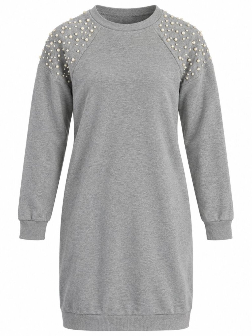 Express Women’s XS Gray Pearl Embellished Sweatshirt Dress Long Sleeve